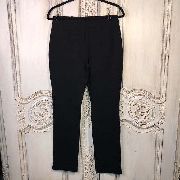 Chicos Rayon Blend Heavy Knit Pull on Straight Leg Black Pants Size 00 Regular - Picture 5 of 9